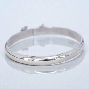 Vintage 925 Silver Bangle Safety Chain Stackable 6mm Secure Closure